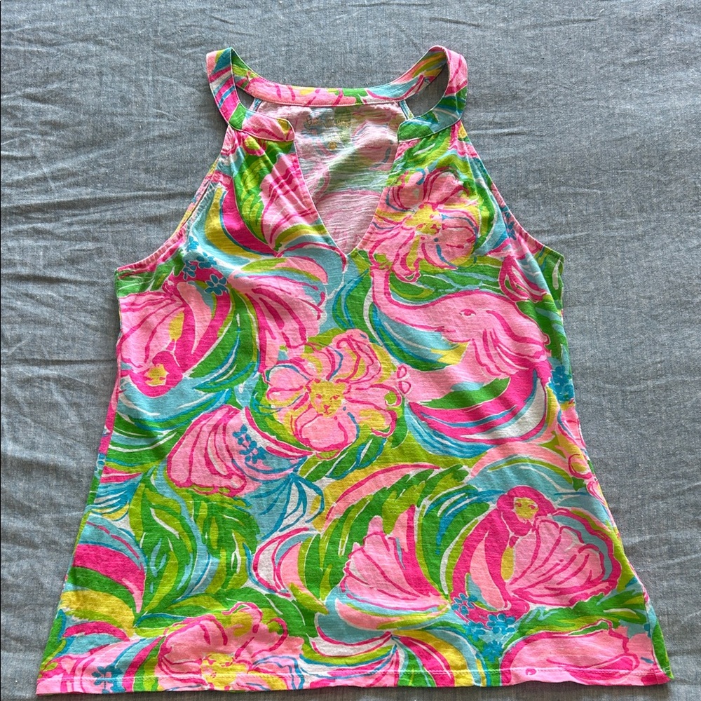 Lilly Pulitzer Pink and Green Floral Tank Top